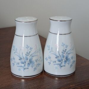 Floral Blue and White Ceramic Salt and Pepper Shakers